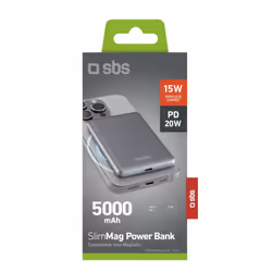 SBS TEBB5000MAGSLIM batteria portatile 5000 mAh Carica wireless Grigio