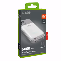 SBS TEBB5000MAGSPD20W batteria portatile 5000 mAh Carica wireless Bianco