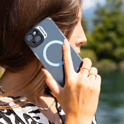Case & Me CMCOVCAMTMSIP1561A custodia per cellulare 15,5 cm (6.1") Cover Blu, Trasparente - Vista aggiuntiva 4