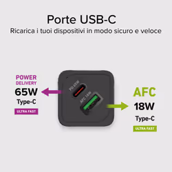 SBS TETRGANUSBCPD65W Caricabatterie per dispositivi mobili Lettore e-book, Fitness tracker, GPS, Auricolare, Telefono cellulare, Altoparlante portatile, Power bank, Smartphone, Orologio intelligente, Tablet Nero AC Ricarica rapida Interno - Vista aggiuntiva 4
