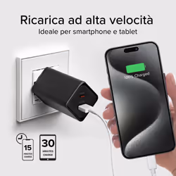 SBS TETRGANUSBCPD65W Caricabatterie per dispositivi mobili Lettore e-book, Fitness tracker, GPS, Auricolare, Telefono cellulare, Altoparlante portatile, Power bank, Smartphone, Orologio intelligente, Tablet Nero AC Ricarica rapida Interno - Vista aggiuntiva 7