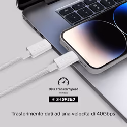 SBS Cavo braided type-c 4.0 grigio cavo USB USB4 Gen 3x2 1 m USB C Bianco - Vista aggiuntiva 4