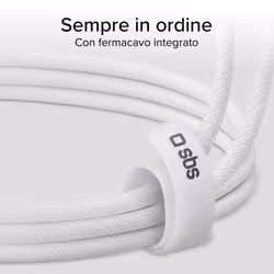 SBS Cavo braided type-c 4.0 grigio cavo USB USB4 Gen 3x2 1 m USB C Bianco - Vista aggiuntiva 7