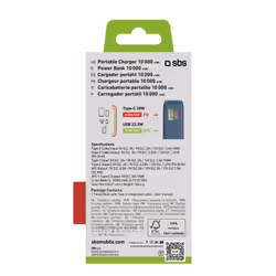 SBS TTBB10000LCDTCPD20B batteria portatile 10000 mAh Blu