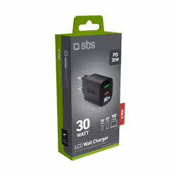 SBS TETRGANLCD1USB1C30K Caricabatterie per dispositivi mobili Universale Nero AC Ricarica rapida Interno - Vista aggiuntiva 4