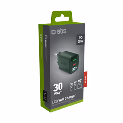 SBS TETRGANLCD1USB1C30G Caricabatterie per dispositivi mobili Universale Verde AC Ricarica rapida Interno - Vista aggiuntiva 4