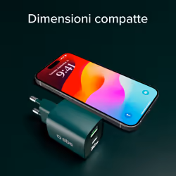SBS TETRGANLCD1USB1C30G Caricabatterie per dispositivi mobili Universale Verde AC Ricarica rapida Interno - Vista aggiuntiva 5