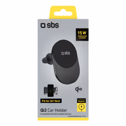 SBS TESUPPVENTWIRQI215W Caricabatterie per dispositivi mobili Smartphone Nero USB Carica wireless Auto - Vista aggiuntiva 2