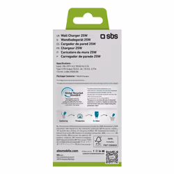 SBS TETR1CPD25WGRS Caricabatterie per dispositivi mobili Universale Bianco AC Ricarica rapida Interno