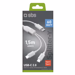 SBS TECABLETCC2IN1 cavo USB 1,5 m USB C Bianco - Vista aggiuntiva 2