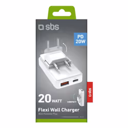 SBS TETRGANUSBTCFOLD20W Caricabatterie per dispositivi mobili Universale Bianco AC Ricarica rapida Interno, Esterno - Vista aggiuntiva 2
