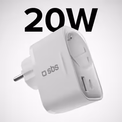SBS TETRPLUG1USB1CPD20 Caricabatterie per dispositivi mobili Universale Bianco AC Ricarica rapida Interno - Vista aggiuntiva 2