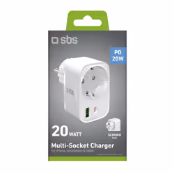 SBS TETRPLUG1USB1CPD20 Caricabatterie per dispositivi mobili Universale Bianco AC Ricarica rapida Interno - Vista aggiuntiva 3