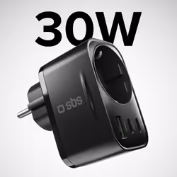SBS TETRPLUG1USB2CPD30 Caricabatterie per dispositivi mobili Universale Nero AC Interno