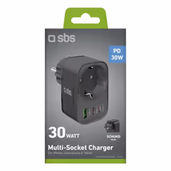 SBS TETRPLUG1USB2CPD30 Caricabatterie per dispositivi mobili Universale Nero AC Interno