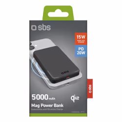 SBS TEBB5000QI2 batteria portatile 5000 mAh Carica wireless Nero
