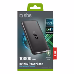 SBS TTBB10000PO4K batteria portatile Litio Ferro Fosfato (LiFePo4) 10000 mAh Nero