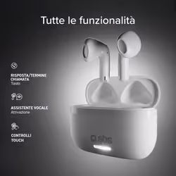 SBS TETWSAIRSPACEBTW cuffia e auricolare True Wireless Stereo (TWS) In-ear Musica e Chiamate Bianco - Vista aggiuntiva 3