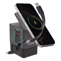 SBS TEWIRMAG105W Caricabatterie per dispositivi mobili Cuffie, Smartphone, Orologio intelligente, Universale Grigio AC Carica wireless Interno, Esterno - Vista aggiuntiva 2