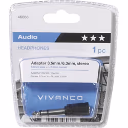Vivanco VVAJACKAD35F63M adattatore per inversione del genere dei cavi 6.3 mm 3.5 mm Nero - Vista aggiuntiva 2
