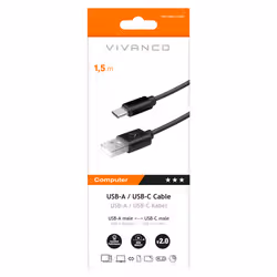 Vivanco VNITUSBAC15MMK cavo USB USB 2.0 1,5 m USB A USB C Nero - Vista aggiuntiva 2