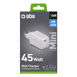 SBS TETRGAN1C45WW Caricabatterie per dispositivi mobili Tablet, Smartphone Bianco AC Ricarica rapida Interno - Vista aggiuntiva 4