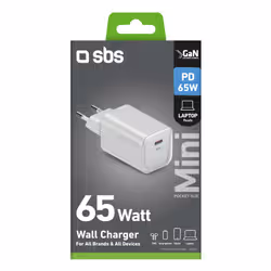 SBS TETRGAN1C65WW Caricabatterie per dispositivi mobili Smartphone, Tablet Bianco AC Ricarica rapida Interno - Vista aggiuntiva 3