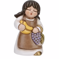 THUN® - Donna con Frutta - Versione Bianca - Statuine Presepe Classico - Ceramica - I Classici