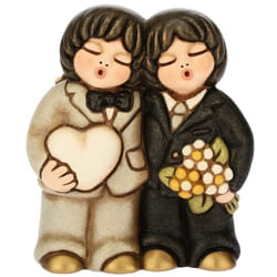 Thun - Coppia di Sposi Lui+Lui con Cuore e Fiori - Regalo o Bomboniere di Matrimonio - Ceramica - i Classici