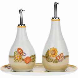 Crea uno stile pratico e unico per la tua cucina con il comodo set con boccette per olio e aceto della linea Country, dotate ...