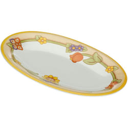 THUN - Piatto Ovale Multiuso con Fiori e Farfalla - Cucina, per La Tavola - Idea Regalo - Linea Country - Porcellana - Ø 38 cm