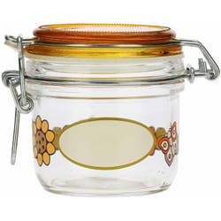 Barattolo Ermetico in Vetro con Fiori - Arancione - Arredo Casa, Cucina - Idea Regalo - Linea Country - Vetro - 200 ml h 8,9 cm ⌀ 8 cm - Thun