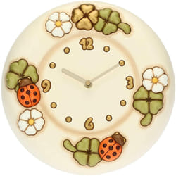 Thun - Orologio Da Parete Con Fiori, Coccinelle e Quadrifogli Portafortuna - Living, Arredare la casa - Idea Regalo - Linea Country - Ceramica,