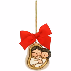 THUN - Addobbi Natalizi, Maria con Gesù Bambino in Ceramica Decorata a Mano, Versione Natale 2022-6x4.6x6 cm h