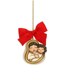 Thun - Addobbi Natalizi, Maria con Gesù Bambino in Ceramica Decorata a Mano, Versione Natale 2022-6x4.6x6 cm h