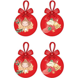 Thun - Set 4 Palline di Natale Rosse in Poliestere, Versione Piccola, Addobbo Natalizio per Albero di Natale, Idea Regalo, ø 6 cm