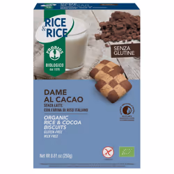 Probios Rice&Rice Biscotti Dame al Cacao Senza Glutine a base di farina di riso sono biscotti artigianali ideali per la prima ...
