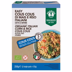 Probios Easy Cous Cous di Mais e Riso Senza Glutine è un prodotto gustoso e delizioso da arricchire con tutti gli ingredienti ...