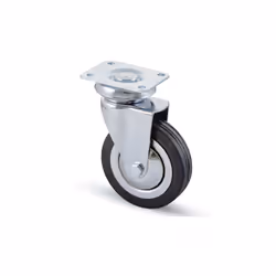 Ruota per mobili, attrezzature ospedaliere, mobili metallici, elettrodomestici con ruota in gomma nera con parafili e flange ...