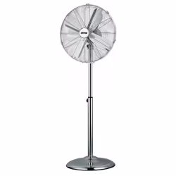 Piantana Cromata Pala 40Cm - Base Tonda Altezza 140Cm - 3 Velocità - Pale Alluminio - Potenza 50W