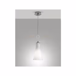 Lampadario a sospensione 1 luce attacco E27 in metallo colore cromo e vetro bianco, d. vetro 14cm, IP20.