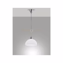 Lampada a sospensione 1 luce attacco E27, in metallo e vetro centrifugato colore bianco