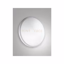 Plafoniera in metallo e vetro diametro 30cm, 2 luci, attacco E27, IP41, colore bianco.