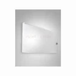 Applique bianco con struttura in metallo e vetro curvato, ad 1 luce attacco E27. IP20.