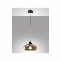 Sospensione 1 luce in vetro soffiato e struttura in metallo, colore Fumè, altezza fino a 200cm regolabile, attacco lampadina  ...