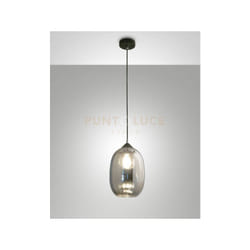 Fabas Luce - infinity sospensione 1 luce D.20cm in vetro fume' e struttura in metallo nera attacco E27