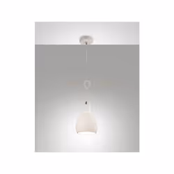 Lampadario a sospensione 1 luce in metallo e paralume in ceramica bianco, altezza regolabile fino a 200cm, paralume d.15cm. A ...