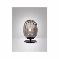 Lampda da tavolo in vetro soffiato con interruttore. Struttura in metallo nera. Composta da 1 luce con attacco E27. Diametro  ...