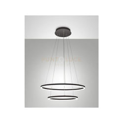 Fabas Luce - giotto sospensione 2 luci nera D.60+D.40CM a led 3000K - 52W - 5320 lm dimmerabile smart c/acc.