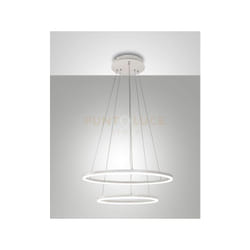 Fabas Luce - giotto sospensione 2 luci bianca D.60+D.40CM a led 3000K - 52W - 5320 lm dimmerabile smart c/acc.